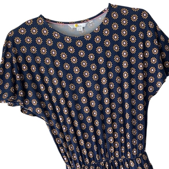 BODEN | FLUTTER SLEEVE FRENCH NAVY DAISY STAMP JERSEY DRESS LIKE NEW | SIZE 2 - Picture 2 of 12